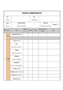 微电影项目预算单