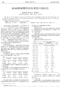 MBR膜碳酸钙结垢重度污染防治段传毅