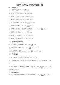 (完整版)初中化学方程式大全