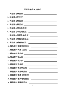 常见的酸化学方程式