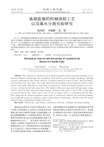 巢湖蓝藻的机械清除工艺以及藻水分离实验研究