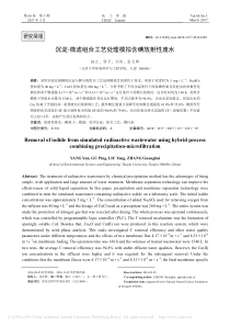 沉淀微滤组合工艺处理模拟含碘放射性废水杨云