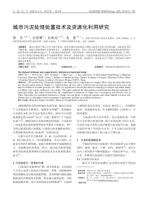 城市污泥处理处置技术及资源化利用研究