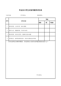 学生对指导教师评价表