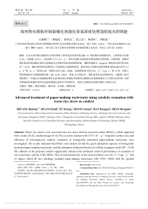 废弃物水稻秸秆制备催化剂强化臭氧深度处理造纸废水的效能