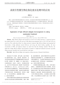 高效专性微生物在焦化废水处理中的应用柴阳云