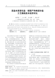 高盐水资源化盐硝联产和纳滤分盐工艺路线技术经济对比赵泽盟