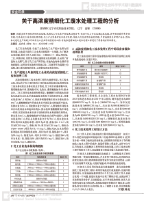 关于高浓度精细化工废水处理工程的分析