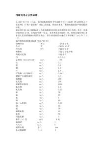 国家自来水水质标准