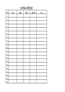 办公用品入库登记表模板