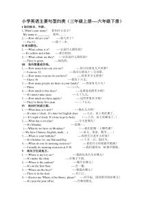 英语复习(小学英语主要句型归类(三年级上册----六年级下册))