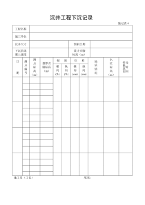 施记表4-沉井工程下沉记录