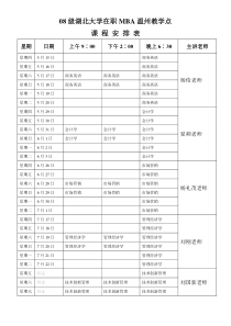 08级湖大MBA温州教学点课程表doc-温州教学点课程表