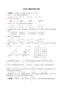 七年级下册数学期末试卷及答案