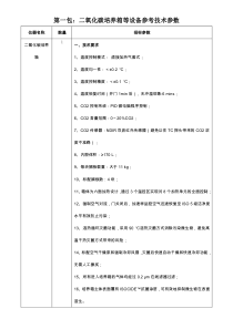 二氧化碳培养箱等设备参考技术参数