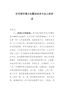 在市容环境整治动员会上的讲话