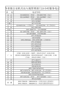 各省级公安机关出入境管理部门24小时服务电话