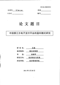 中国第三方电子支付平台的盈利模式研究