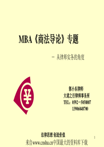 MBA《商法导论》专题-从律师实务的角度(ppt 111页)