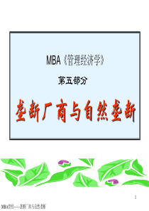 MBA《管理经济学》—垄断厂商与自然垄断