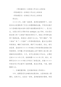 常务副县长在财政工作会议上的讲话2