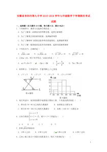 安徽省阜阳市第九中学七年级数学下学期期末考试试题