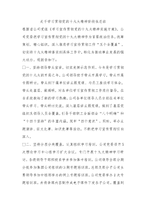 关于学习贯彻党的十九大精神阶段性总结