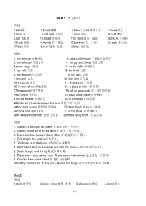 苏教版小学英语五年级上册重点知识点