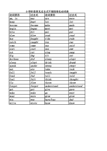 小学阶段常用动词过去式不规则变化表