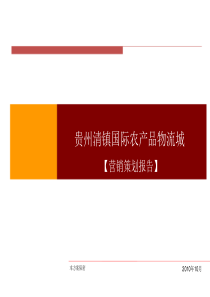 XXXX年10月贵州清镇国际农产品物流城营销策划报告