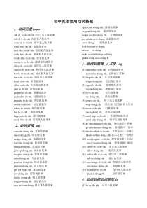 初中英语常用动词搭配