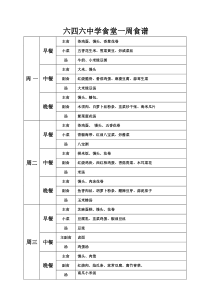 学校食堂菜谱表