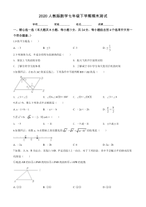 2020人教版七年级下册数学《期末考试卷》及答案