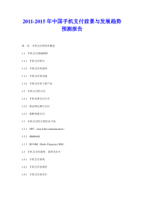 XXXX年中国手机支付前景与发展趋势预测报告