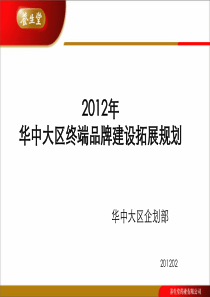 华中大区XXXX终端品牌建设拓展规划