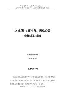 XX集团IE事业部 网络公司中期述职模版(doc 34)