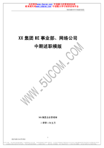 XX集团IE事业部、网络公司中期述职模版