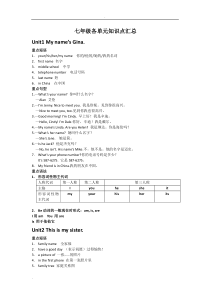 人教版英语七年级上册所有单元知识点总结