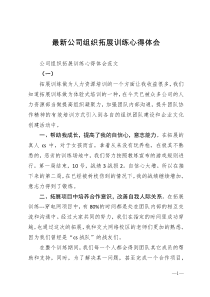 最新公司组织拓展训练心得体会