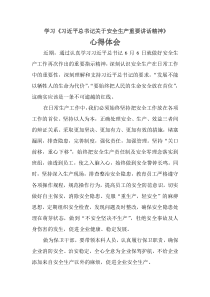 学习《习近平总书记关于安全生产重要讲话精神》心得体会