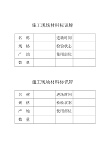 施工现场材料标识牌