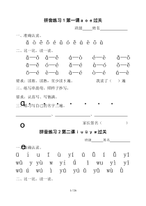 2017统编版拼音拼读练习过关卷