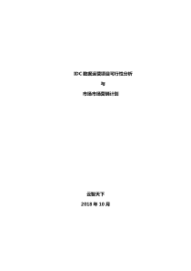 IDC项目可行性分析及市场行情营销计划行情调研分析