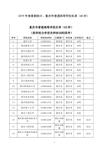 2019年度最新统计：重庆市普通高等学校名录(65所)