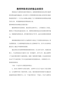 教师工作总结-教师网络培训研修总结报告