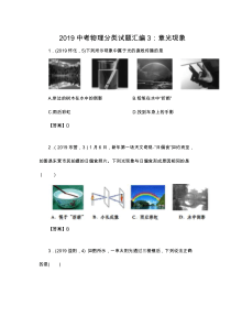 2019中考物理分类试题汇编3：光现象