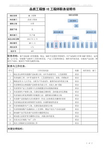 IE工程师-职务岗位职责说明书(全)