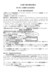 苏科版八年级下册生物知识要点