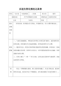 后进生转化情况记录表