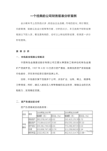 一个经典的公司财务报表分析案例